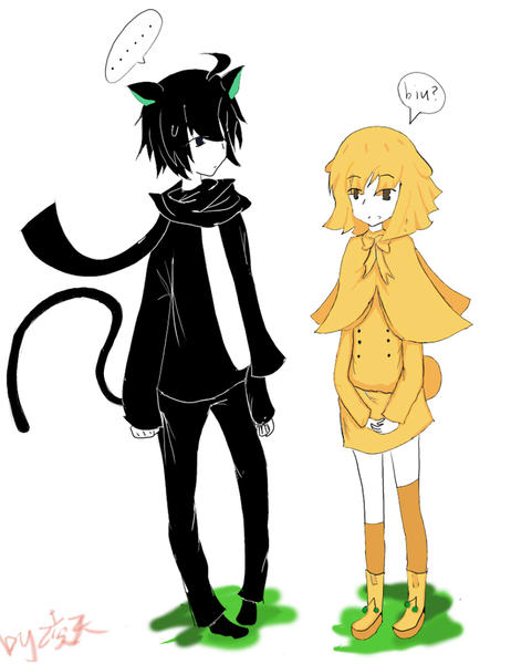 极光凌天奥比岛板绘作品--罗小黑x比丢